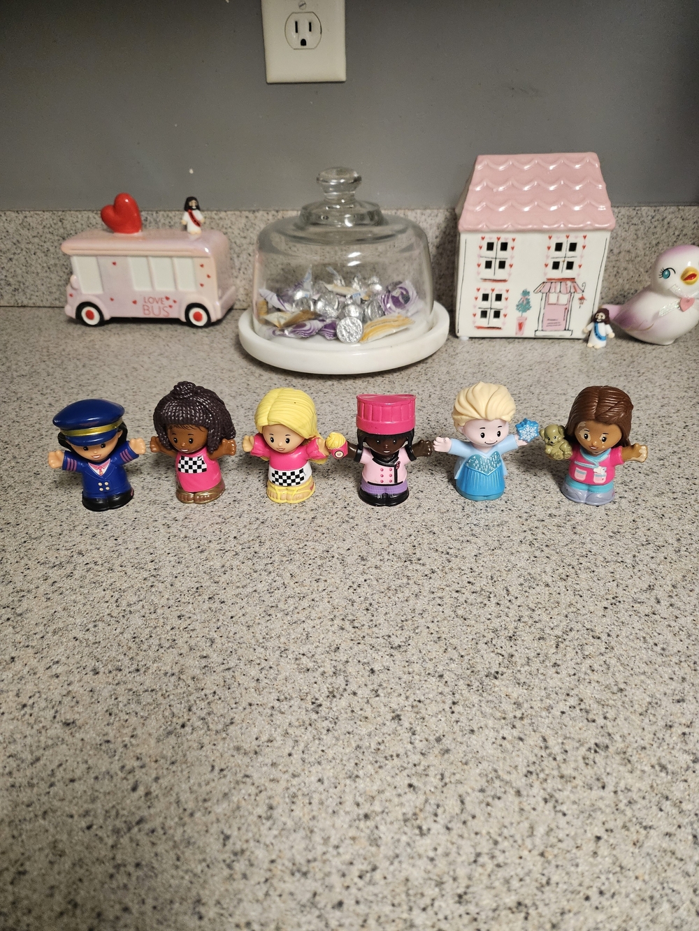 Little People Mini Figurine Set in Blue, Pink, Yellow, Purple, Brown
